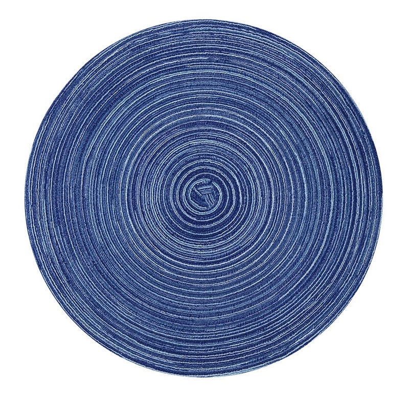 Topotdor 14 Inch Round Placemats Heat-Resistant Stain Resistant Anti-Skid Washable Polyproplene Table Mats Placemats (Set of 6, Blue) - Image 4